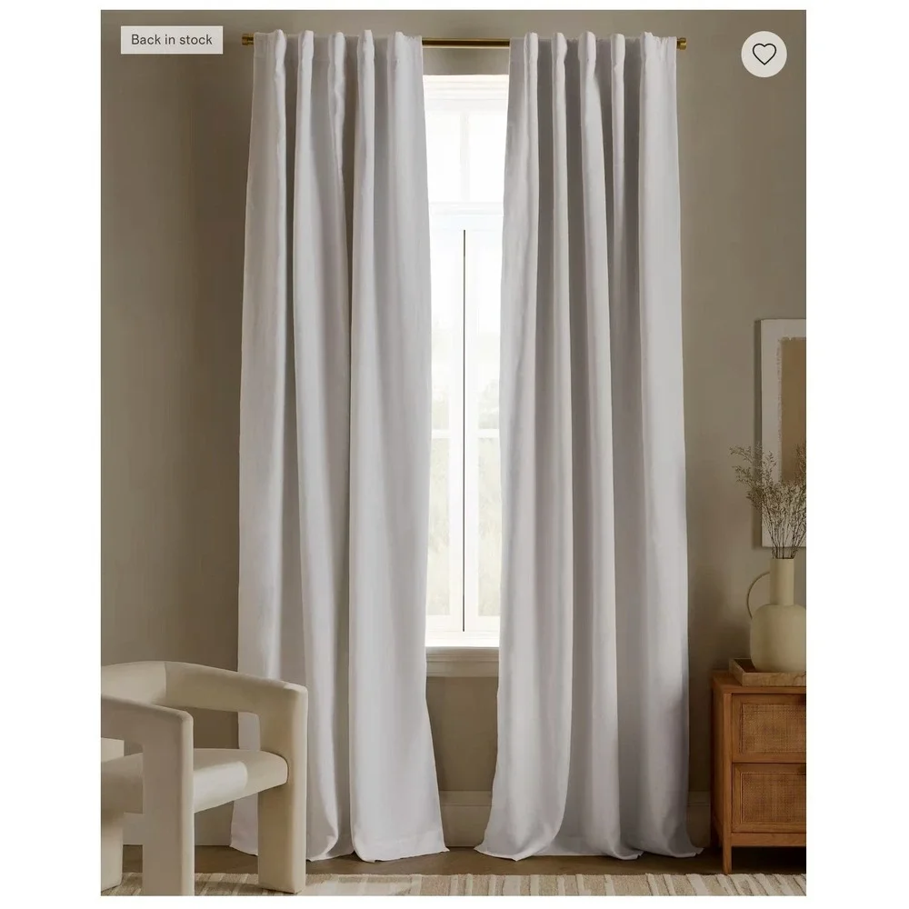 Quince European Linen True Blackout Curtain White Single Panel 98